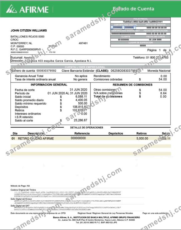 Mexico Afirme bank account st PSD